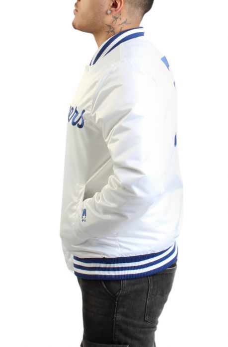 MLB Los Angeles Dodgers Satin Jacket  White/Dodger Blue