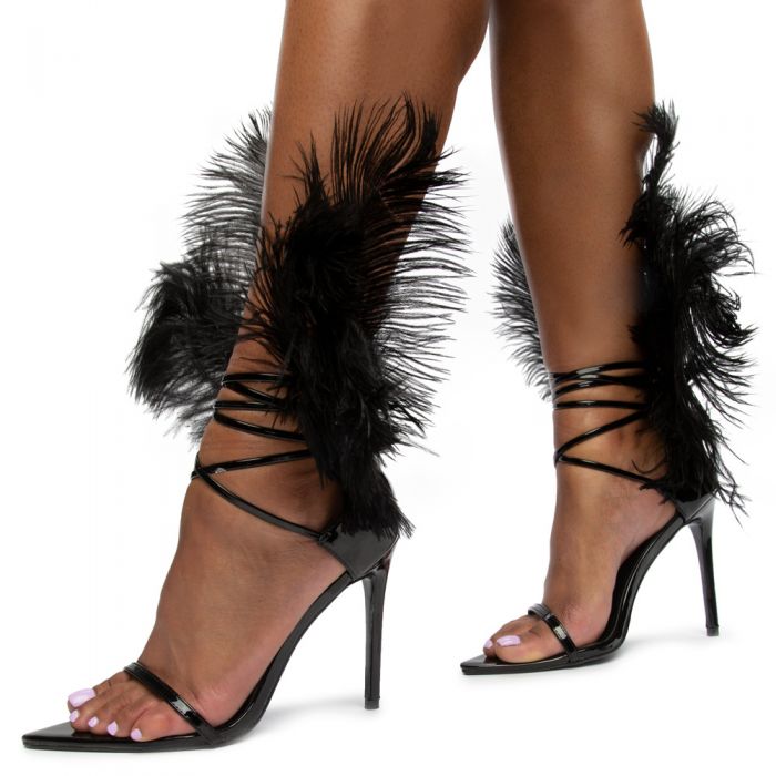 CAPE ROBBIN Jazmine Heels with Feathers 