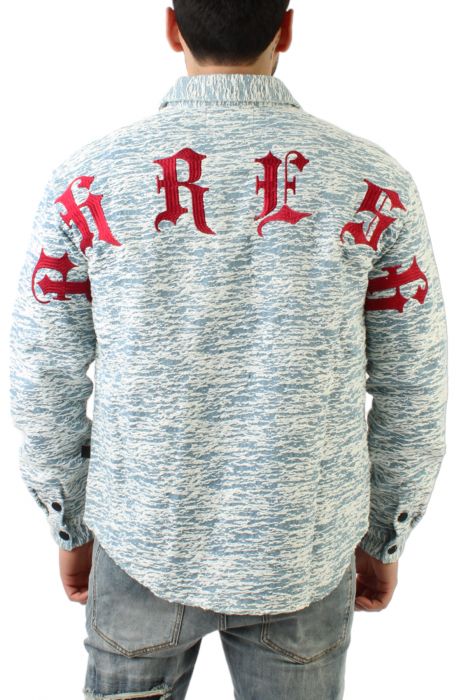 ROX Mixed Jacquard Denim Shirt  Indigo