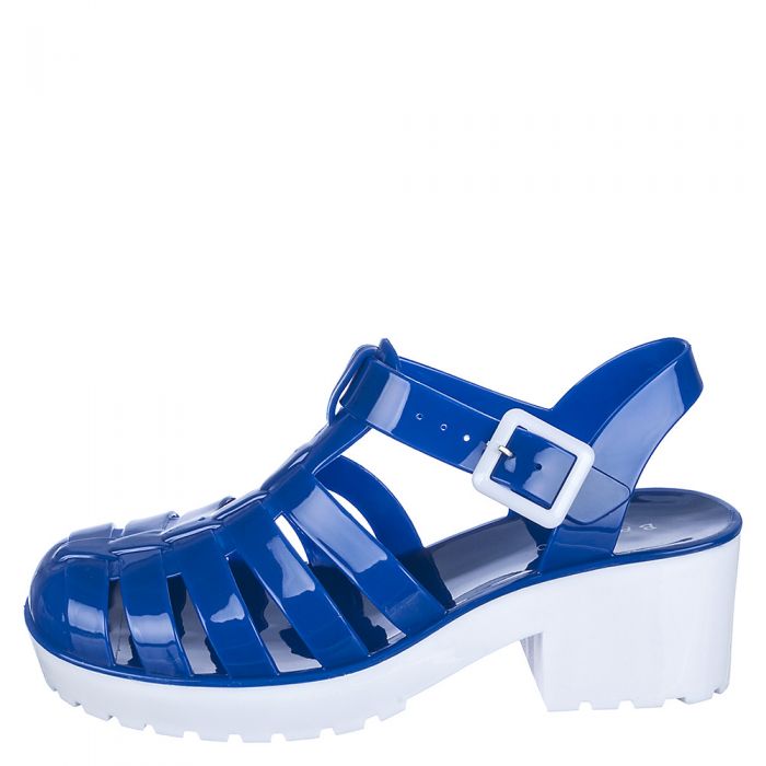 Strawberry-01 Low Heel Jelly Sandal Blue/White