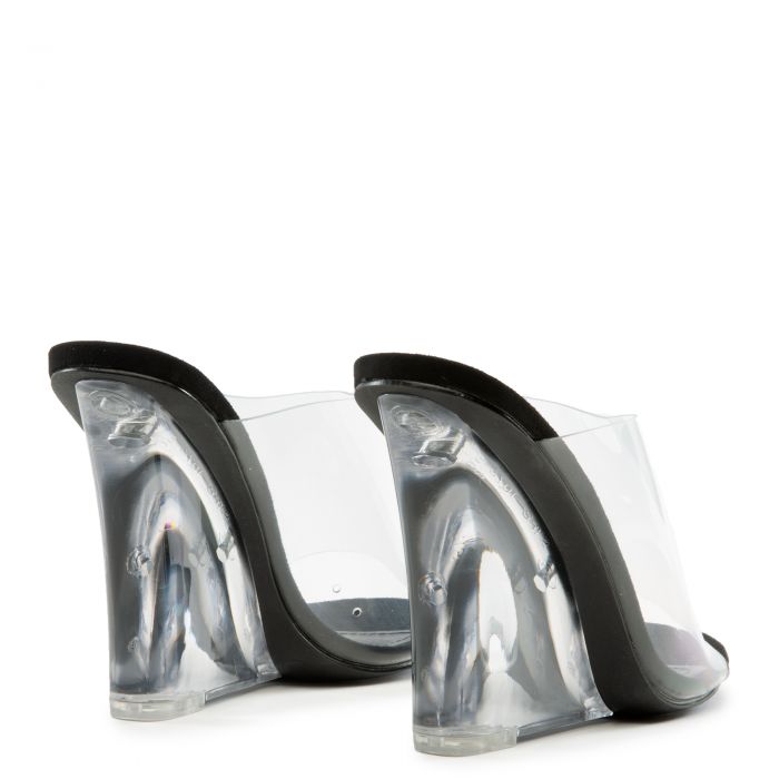 Lemonade Clear Wedge Heels Black