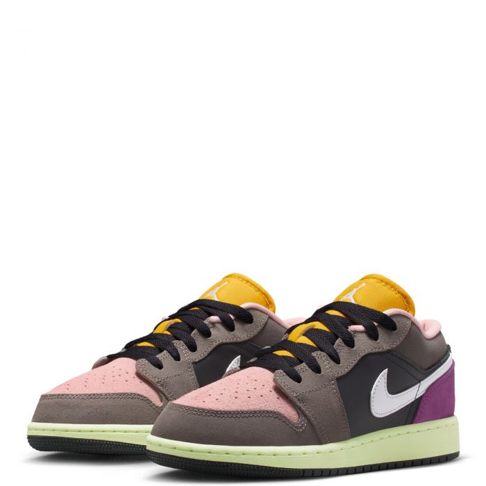 Grade-School Air Jordan 1 Low SE Oil Grey/White-Cave Stone-Arctic Punch