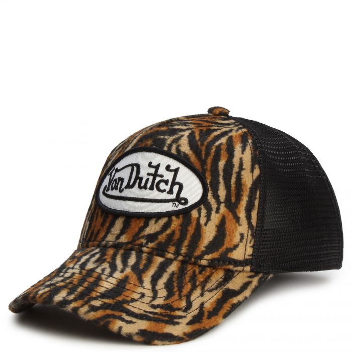 Tiger Stripe Velvet Trucker  Brown