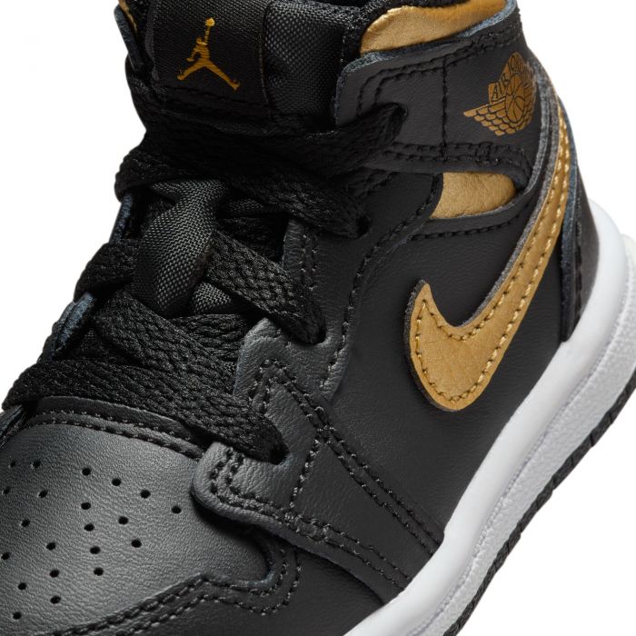 Toddler Jordan 1 Mid Black/Metallic Gold-White
