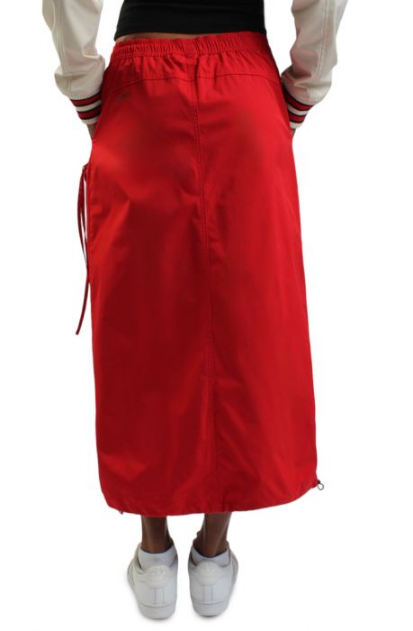 Utility Straight Long Skirt Red