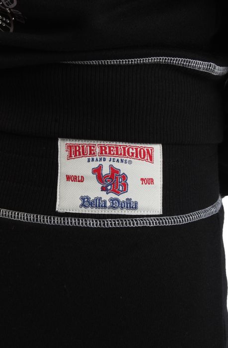 TRUE RELIGION X BELLA DOÑA MID RISE BOOTCUT SWEATPANT Black