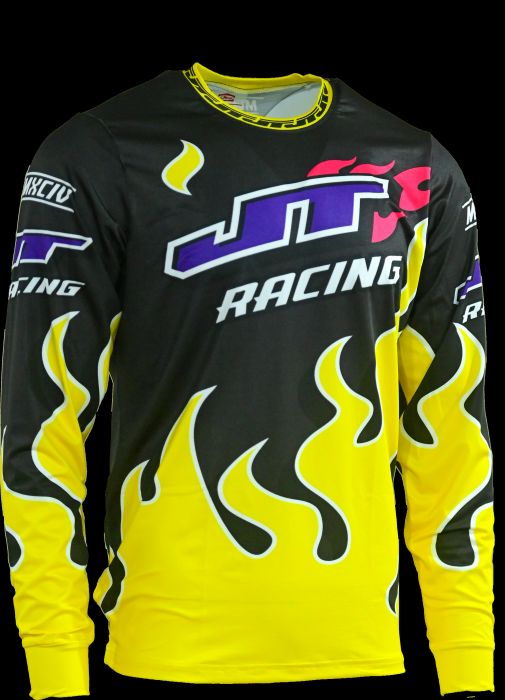 90s Yellow Flame Jersey (Yellow, Purple, Black) Black and Yellow