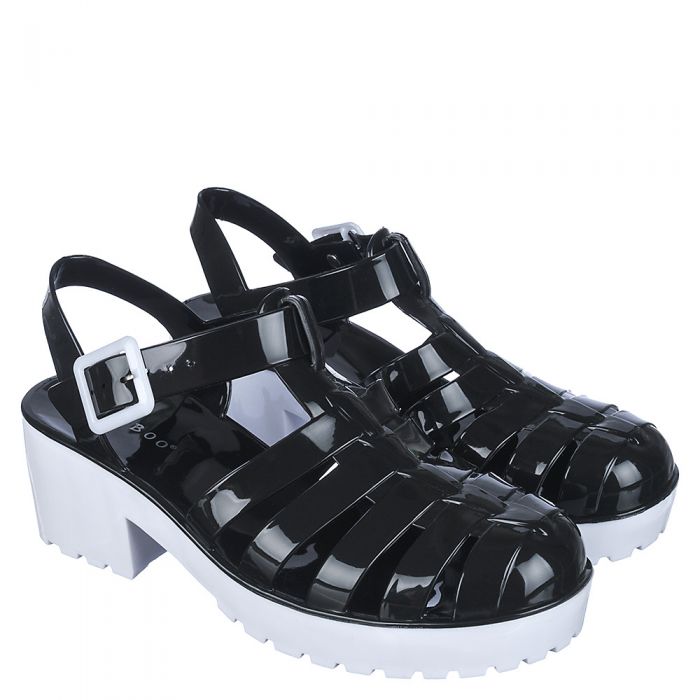 Strawberry-01 Low Heel Jelly Sandal Black