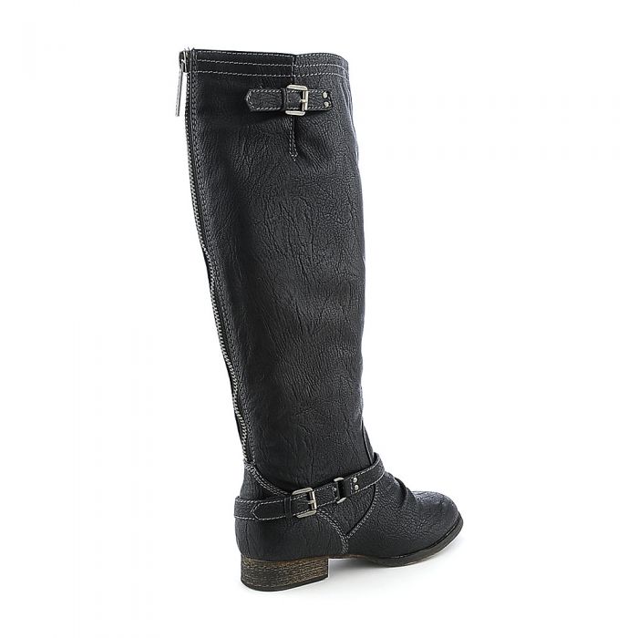 Women's Knee-High Boot Outlaw-81 Black Distressed