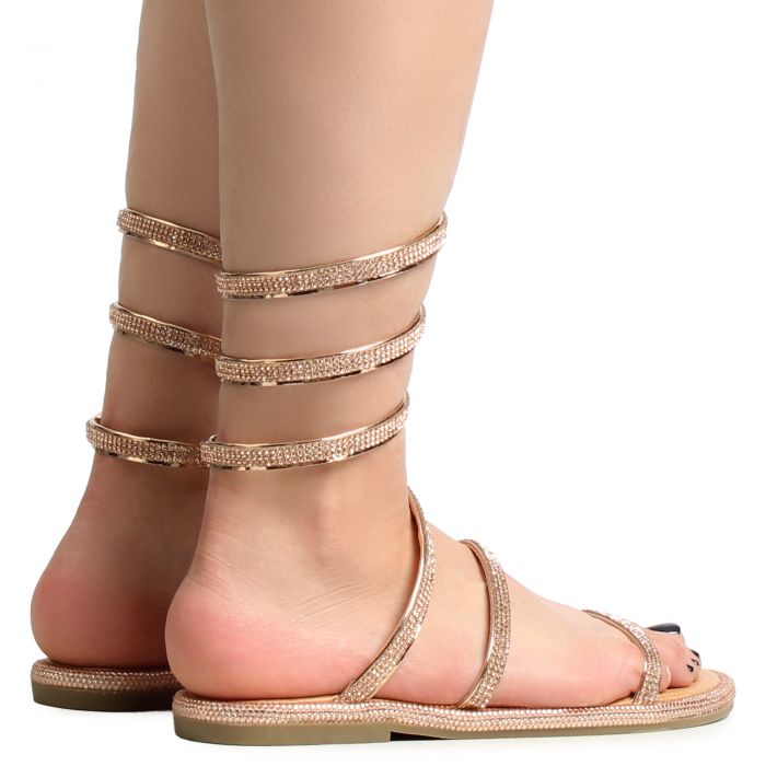 Zoe-2 Wrap Around Sandal  Rose gold