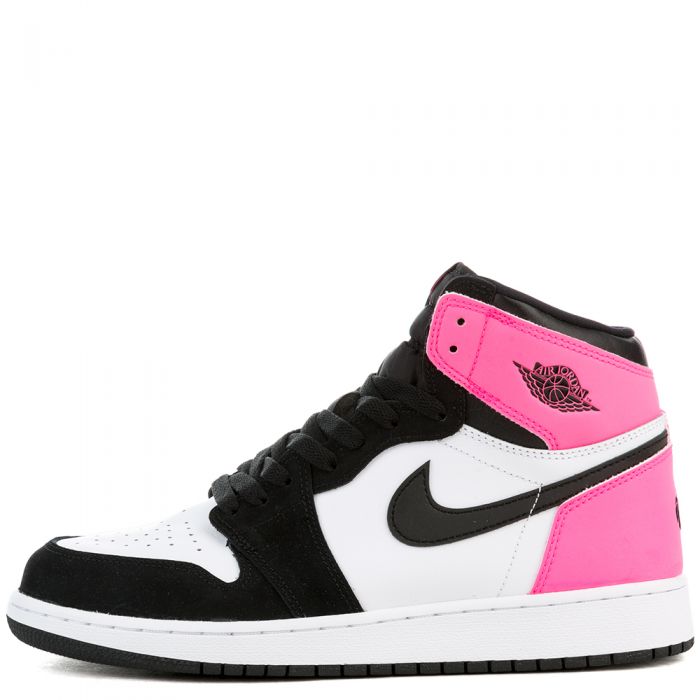 pink black and white jordan ones