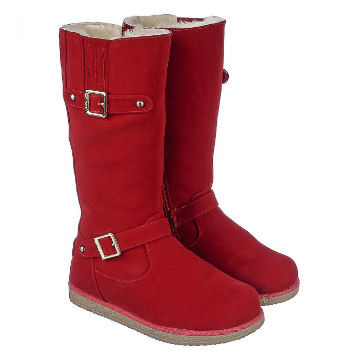 Kids Fur Interior Boot Urban Buckle Red/Nature/Gold