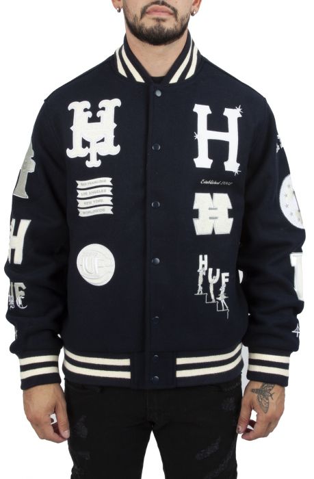 HUF 20 Year Classic H Varsity Jacket JK00368-NVY - Shiekh