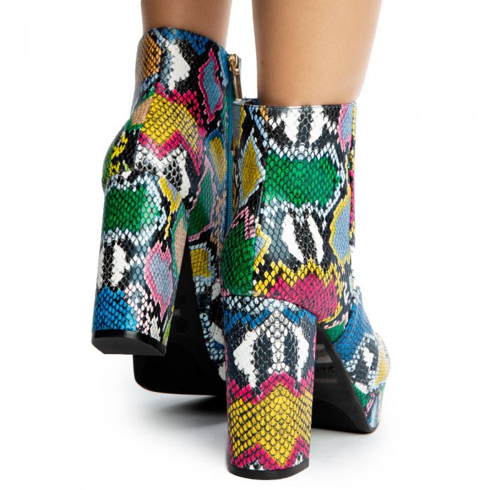 Sorbet-01 Platform Booties Multi Snake