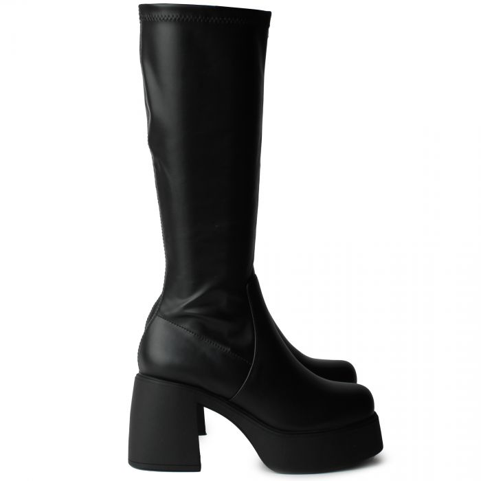 Jezzi-S Platform Heel High Boot  Black