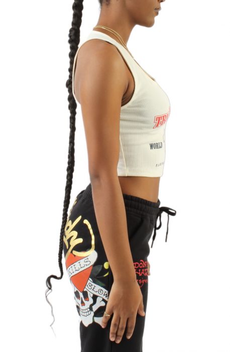 Logo V-neck Crop Top  White