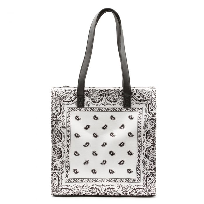 Paisley Tote Handbag White Bandana
