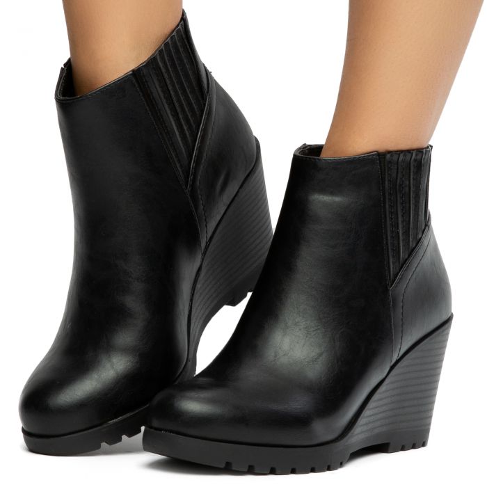 Pesto-S Ankle Wedge Booties Black