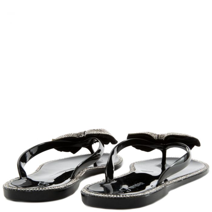 Lucid-13 Rhinestone Flip Flop Sandals Black