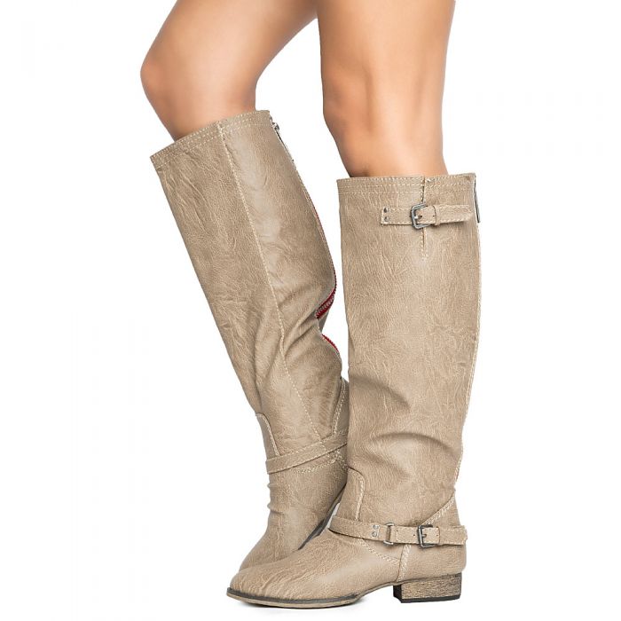 Knee-High Boot Outlaw-81 Beige/red Beige/red