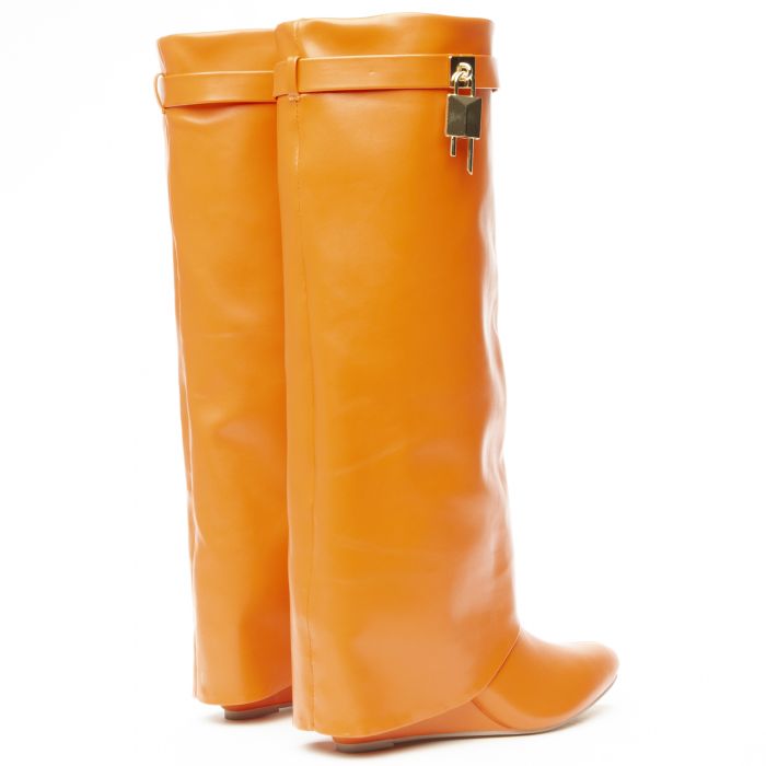 Mutto-1 Drape Knee High Boot Orange