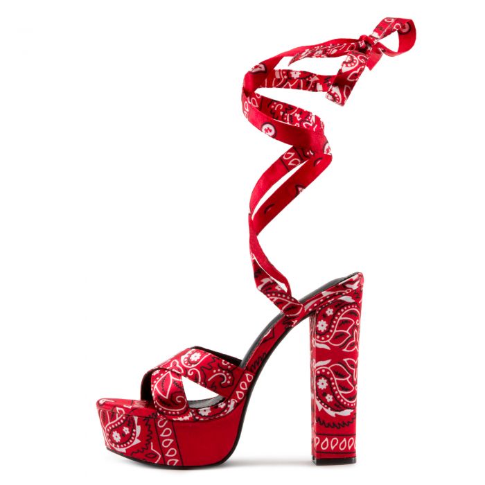 MATA GROUPS USA Bandana Platform Heels BANDANA-RED - Shiekh