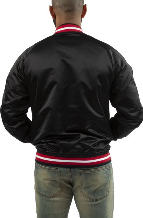 Branded Lightweight Satin Jacket  Black
