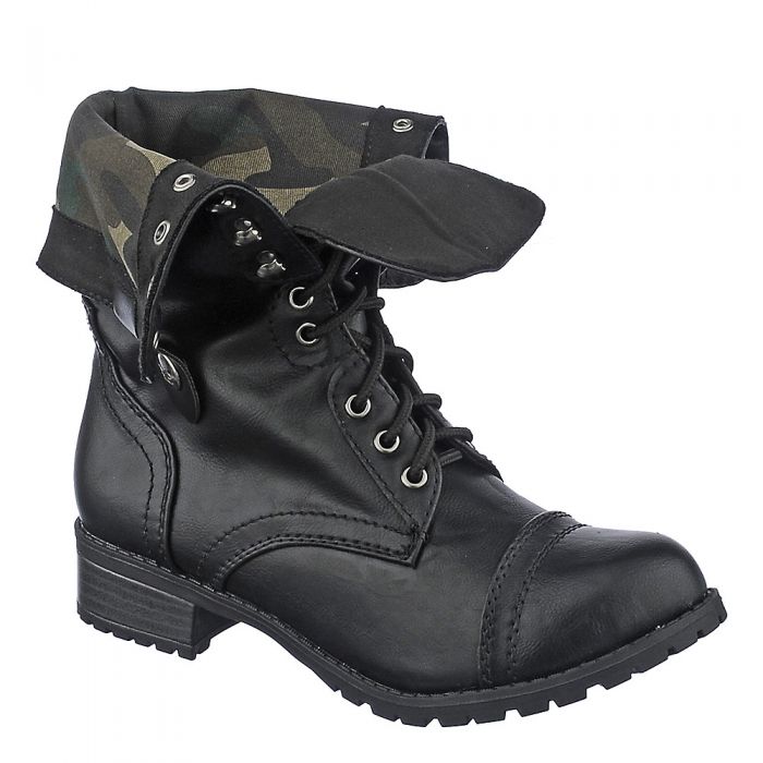 Fold-Down Combat Boot Oralee-S Black/Camouflage Black/Camouflage