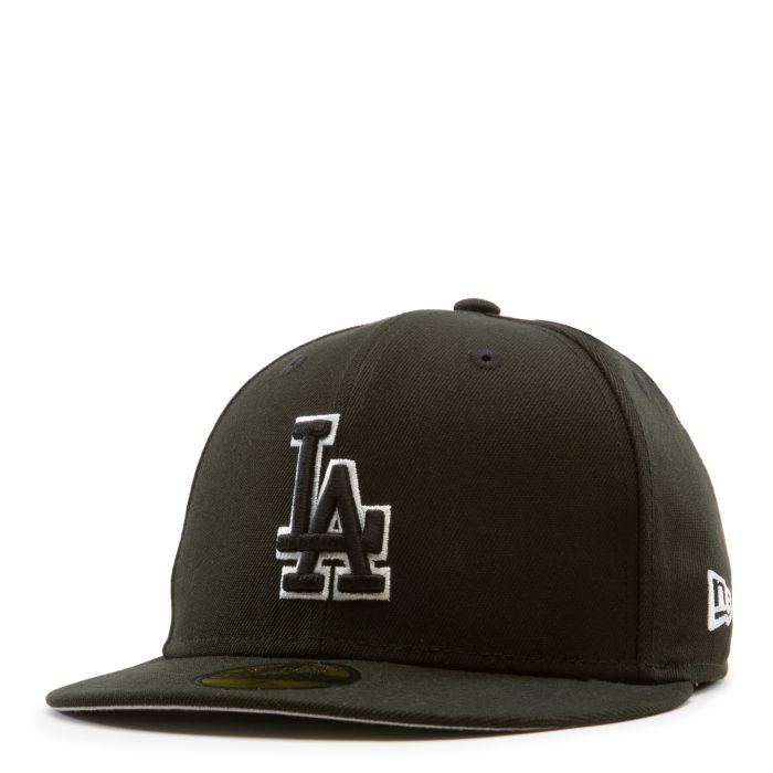 New Era 59Fifty Cap Los Angeles Dodgers Black White LA Back Logo Fitted 5950 Hat