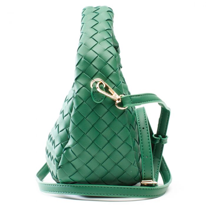 Faux Leather Braided Hobo Clutch Green