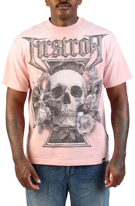 FIRST ROW Iron Cross Skull T-Shirt FRT2277-PNK - Shiekh