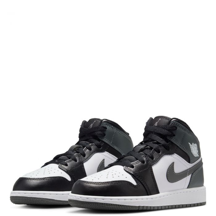Grade School Air Jordan 1 Mid Black/Iron Grey-White