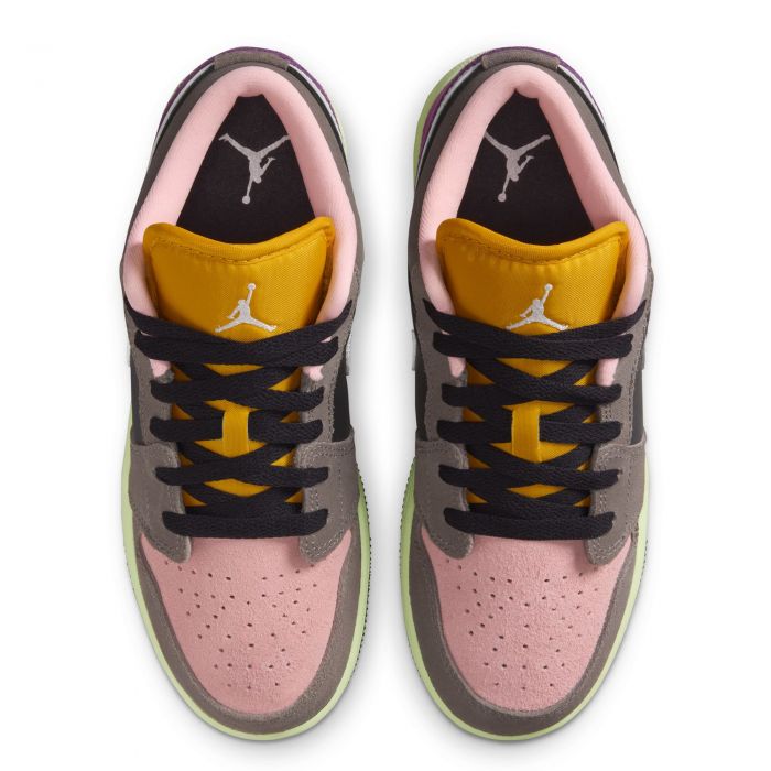 Grade-School Air Jordan 1 Low SE Oil Grey/White-Cave Stone-Arctic Punch