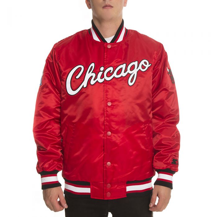 black chicago bulls starter jacket