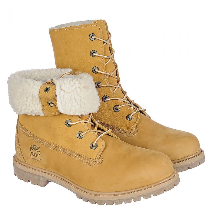 TIMBERLAND Wheat Women's Fold Down Fur Boot Auth Tedy Fleece TB08329R ...