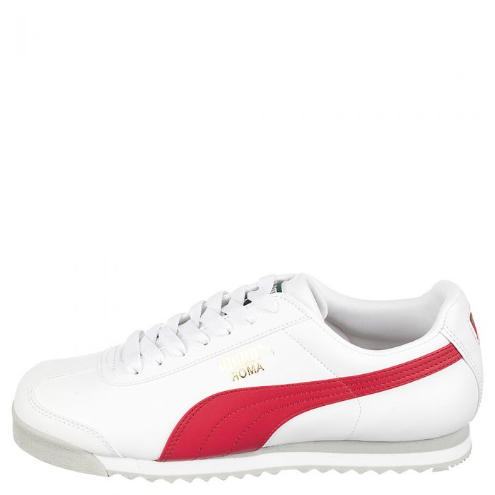 White / Red Men's Casual Lace-Up Sneaker Roma Basic