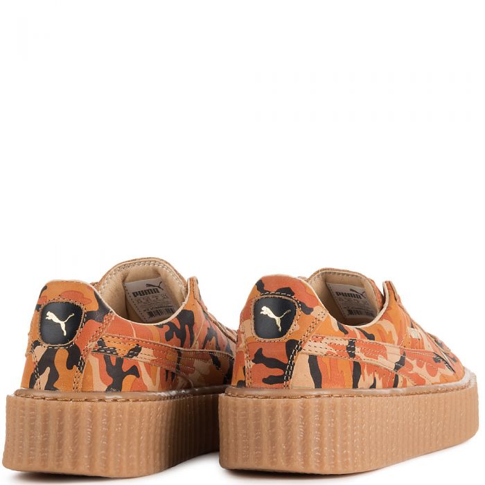 Orange Camo Women's Casual Sneaker Rihanna Suede Creepers