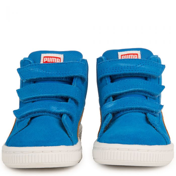 Infant Suede Mid Sesame Cookie Monster V Casual Velcro Sneaker Blue/White/Black
