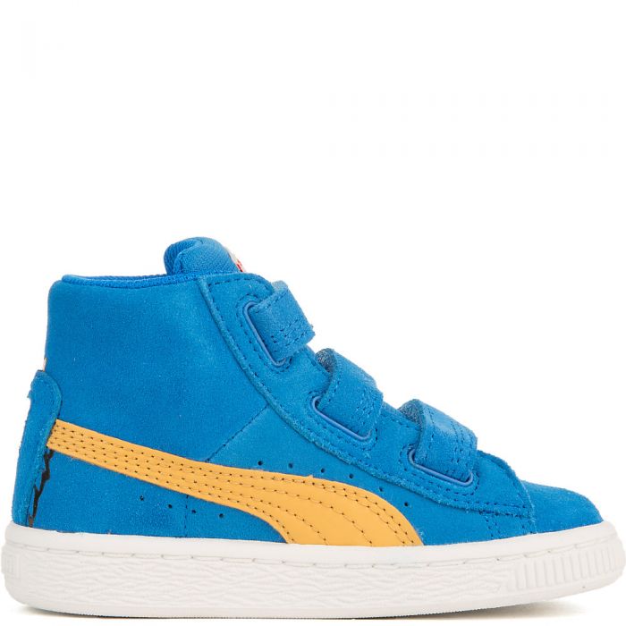 Infant Suede Mid Sesame Cookie Monster V Casual Velcro Sneaker Blue/White/Black