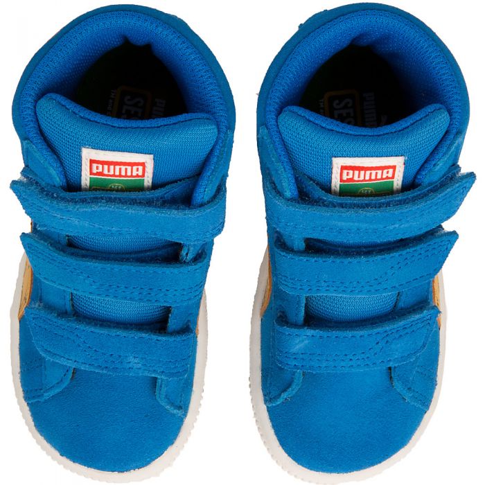 Infant Suede Mid Sesame Cookie Monster V Casual Velcro Sneaker Blue/White/Black