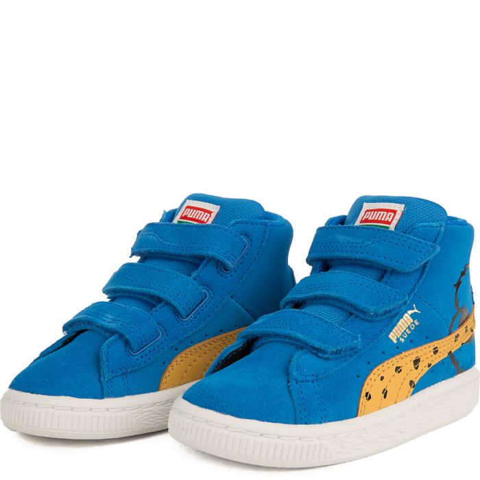 Infant Suede Mid Sesame Cookie Monster V Casual Velcro Sneaker Blue/White/Black