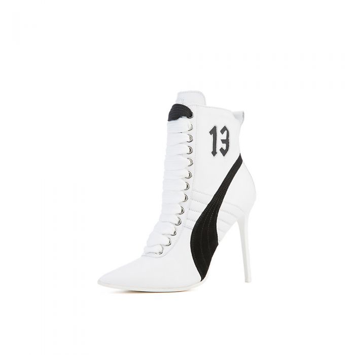 Women's Rihanna High Heel Leather Ankle Boot White/Black