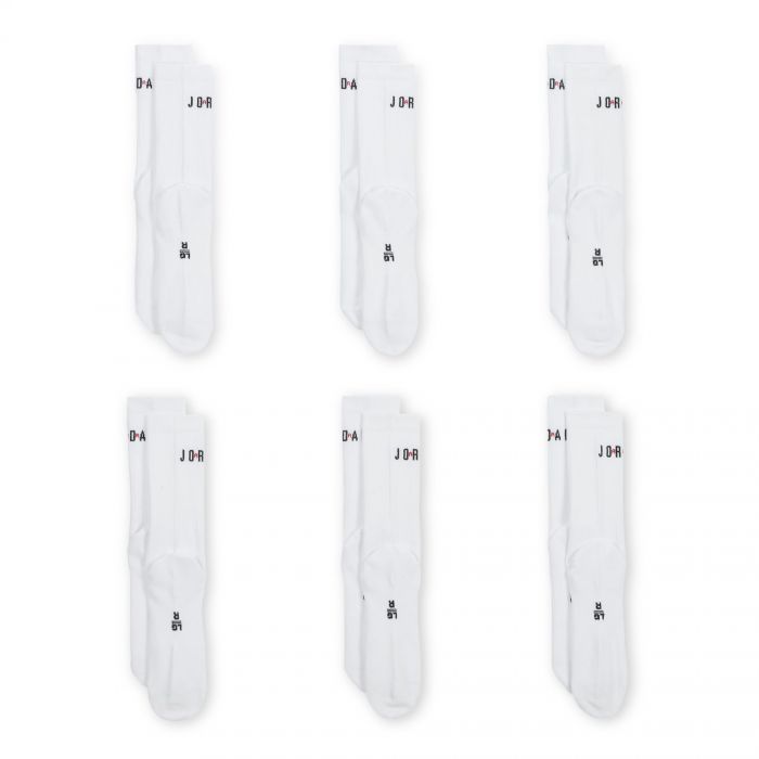 Jordan Crew Socks (6 Pairs) White/Gym RedBlack