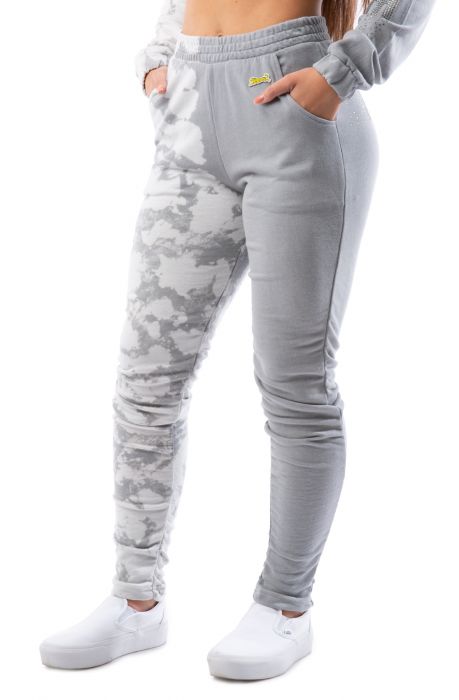 Alexis Ruching Half Tie Dye Joggers Grey