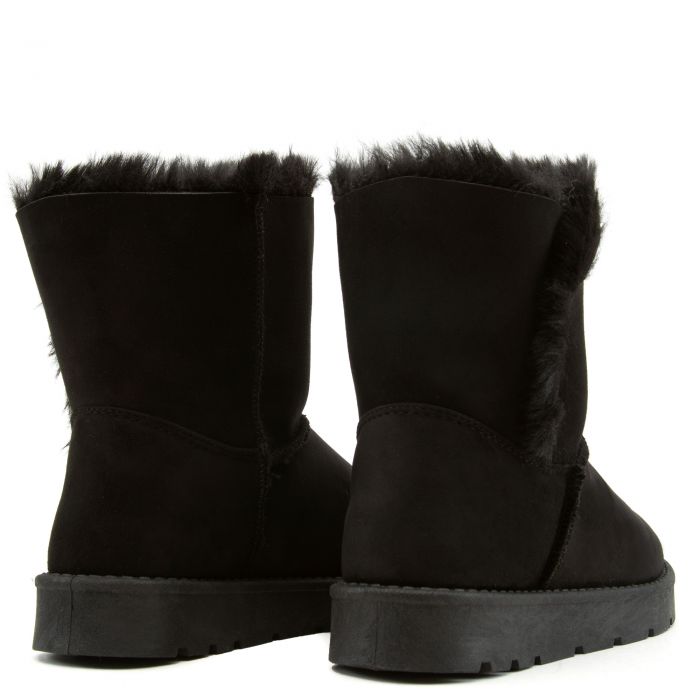 Frozen-23 Flat Fur Boots Black