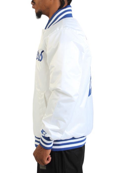 MLB Los Angeles Dodgers Satin Jacket  White/Dodger Blue