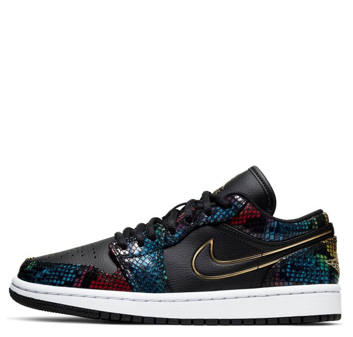 Women's Air Jordan 1 Low Black/Metallic Gold-Multi-Color-White