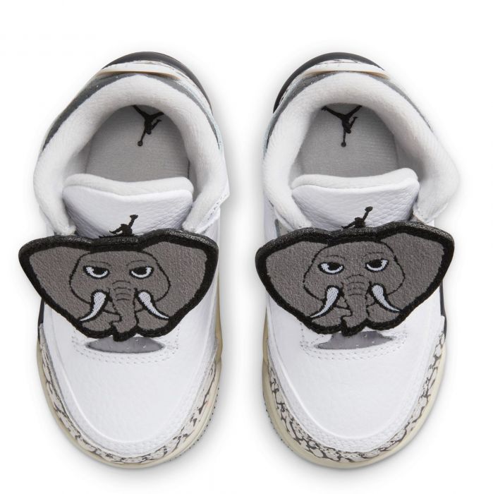 Toddler Jordan 3 Retro White/Black-Iron-Light Ash Grey
