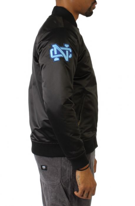 University of North Carolina Satin Bomber Jacket  Black