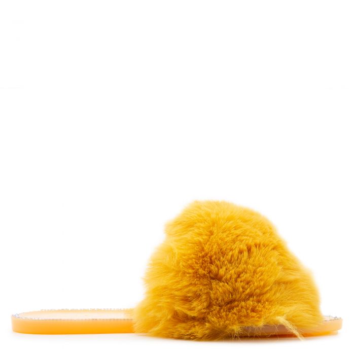 Geese Faux Fur Diamante Detail Jelly Flats